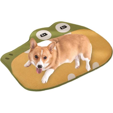 Tapis rafraîchissant pour chiens, coussin plus épais pour chats, tapis en rotin antidérapant pour animaux de compagnie, lit d'été extérieur, 61 cm x 48 cm, forme crocodile (1/5)