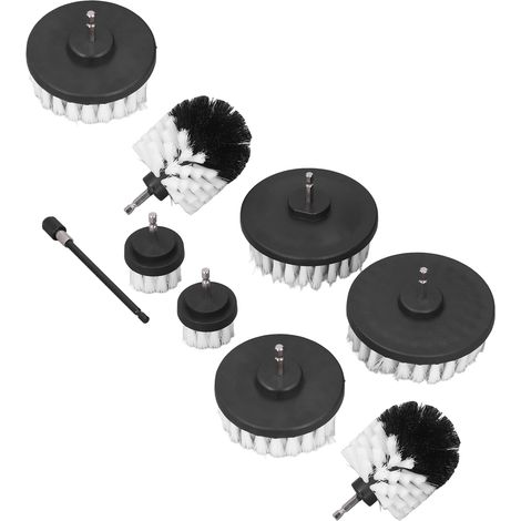 Lot de 9 Brosses de Perceuse Nettoyage PP Kit Universel pour Carrelage Baignoire, Queue Hexagonale 6,35mm (1/5)