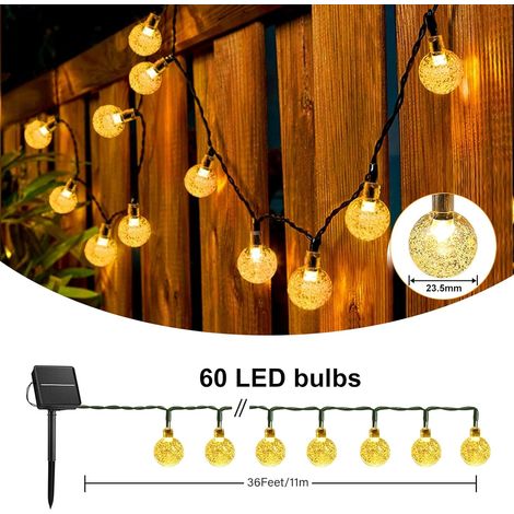 Luci a stringa solari per esterni, 12M 100LED luci a stringa per esterni, 8 modalità IP65 luci a stringa solari impermeabili per esterni per giardino, cortile, matrimonio, festa, decorazione (bianco c (1/4)