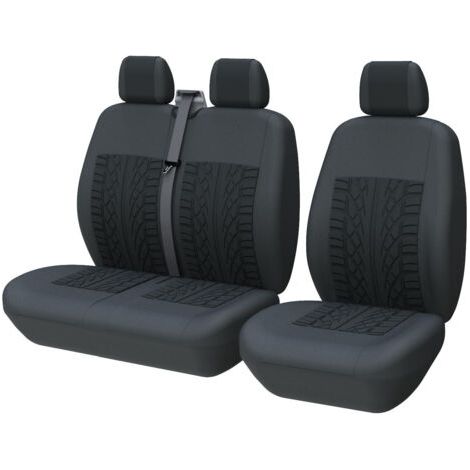 QORVA-Housses de Sieges Universelles, Housse Couverture Couvre Sieges pour Camion Camionnette Van Bus pour conducteur et Passager 2 + 1, Housses de siège Avant Simple et Double, Noir