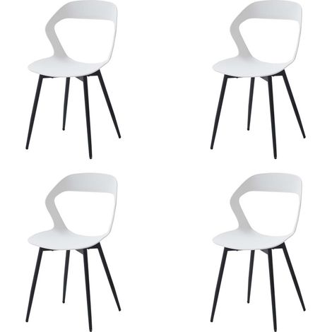 Wokaka Pack de 4 Sillas de comedor – Sillas escandinavas – Sillas de plástico - con patas de metal – Blanco
