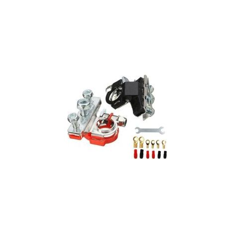 Set mit 2 Batterieklemmen – 3 Anschlüsse – Batterieklemmen – 12 V – Batterieklemmen – Plus/Minus – Für Auto, Transporter, Wohnwagen, Boot (1/5)