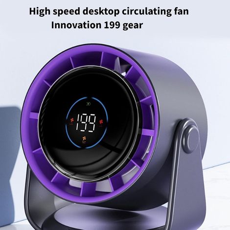 Ventilatore multifunzione da 4000 mAh con potente display digitale per ufficio, viaggi e uso interno - ABS con texture perfetta - Viola - ALTRO (1/4)