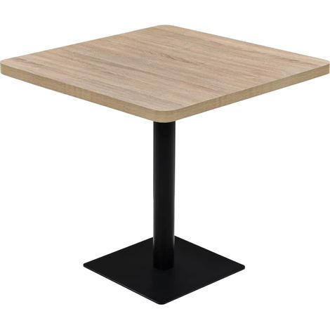 Tavolo da pranzo alto, bar bistrot, MDF e acciaio quadrato, 80 x 80 cm, rovere beige