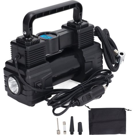 Gonfiatore per pneumatici auto, compressore d'aria da 120 PSI, manometro digitale, pompa portatile con luce LED 12V -Crezuo