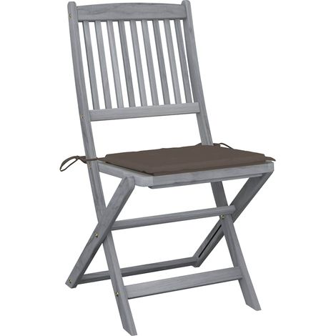 Lot de 4 Chaises de jardin et de camping pliables, Chaises de relaxation, avec coussins Bois d'acacia OIB1605E (1/5)