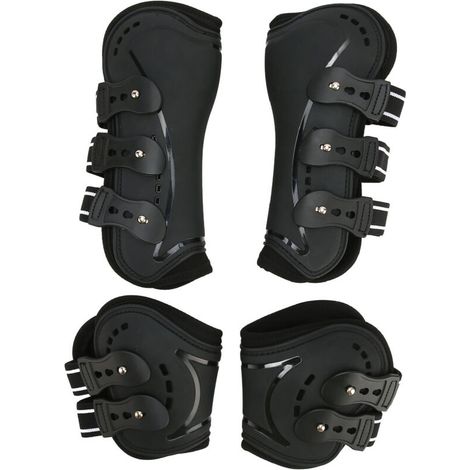 Horse front and rear leg boots, shock absorption, breathable open-shell PU tendon for show jumping, riding M