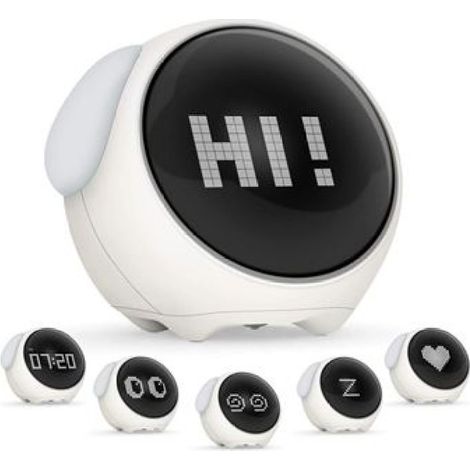 Réveil numérique rechargeable pour enfants avec veilleuse activée par la voix et fonction snooze. -Blanc (1/5)