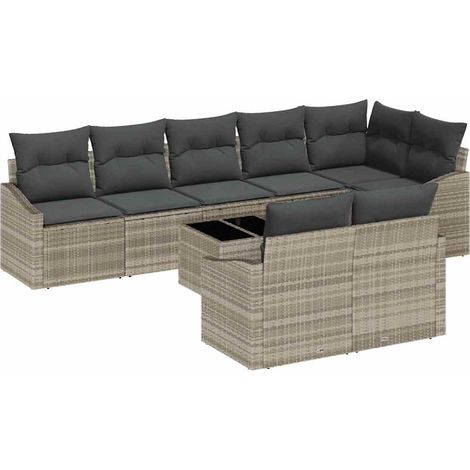 Maison Exclusive - Conjunto de sofás de jardín 9 pcs Gris Claro r (1/5)
