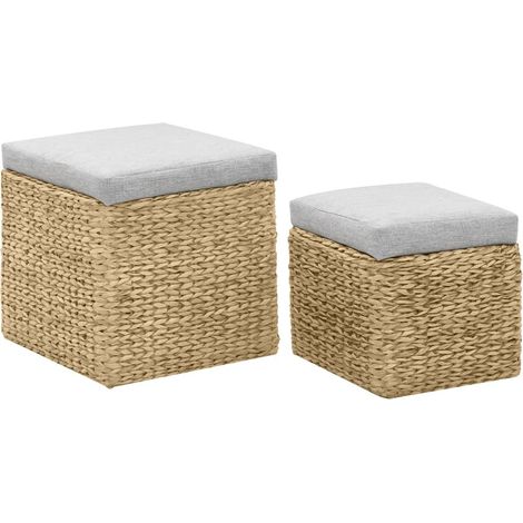 Maison Exclusive - Set Pouf 2 pz in Giunco Grigio