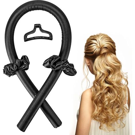 Bigoudis sans chaleur pour femmes, bandeaux en soie avec mousse douce, ruban à friser et tiges flexibles pour cheveux naturels longs et mi-longs. Outils de coiffure à faire soi-même.
