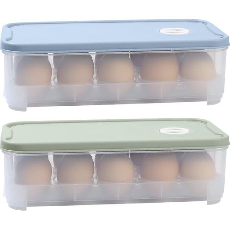 2 Pièces Boite a Oeufs en Plastique, Conteneur de Stockage d'oeufs, Boite Rangement d'oeufs Cuisine Réfrigérateur avec Couvercle pour 10 Œufs (1/4)