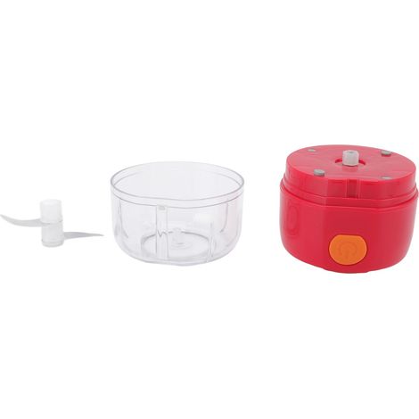 Hachoir à ail portable rouge à double lame, rechargeable par USB, coupe à 360°, capacité de 100 mg, mini hachoir à légumes (1/5)