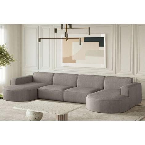 Wohnlandschaft U-Form Sofa PALMA XL in Stoff Scala Grau (1/2)