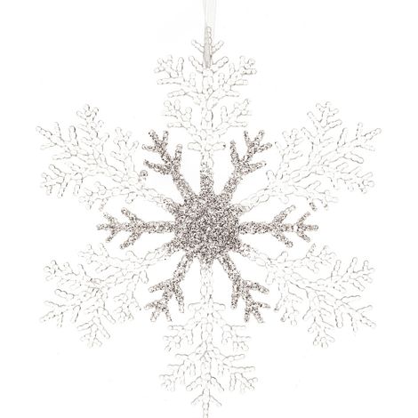 Pendente fiocco di neve glitter D 32 cm trasparente/argento Peraga Christmas
