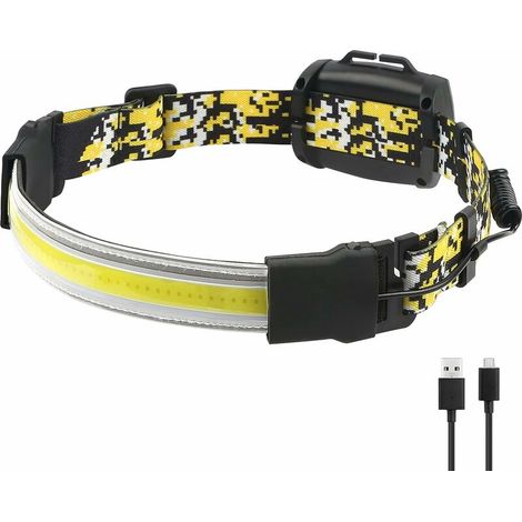 Head Torch Rechargeable, Headlamp 230° Wide Beam 500LM Bright 2000mAh COB Headlight for Adults Kids, Camping, Running, Fishing, Dog Walking, Hat, Attic and Basement (USB Rechargeable) [Energy Class A (1/5)