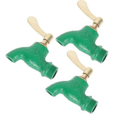 Rubinetto per lavabo in ferro, a parete, per acqua fredda, per piscina, vasca da giardino, finitura rame, 3 pezzi (1/5)
