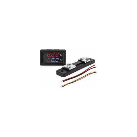 Ampèremètre voltmètre numérique LED, DC 0100V 050A, avec shunt externe 50A, panneau de jauge multimètre Volt Amp avec 2 fils