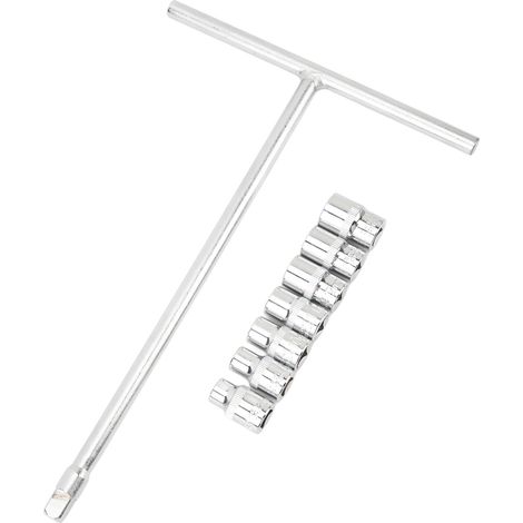 Clé en T 3/8 pouce tournevis à douilles 8-14mm, manche rotatif pour gain de temps, jeu de douilles économiseur d'effort (1/5)