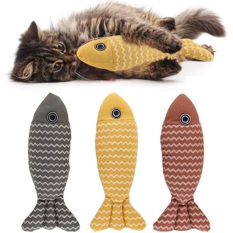 Jouet pour chat - AQSACOKIYA - Poisson interactif - Herbe à chat - 3 pièces - Couleurs variées (1/4)