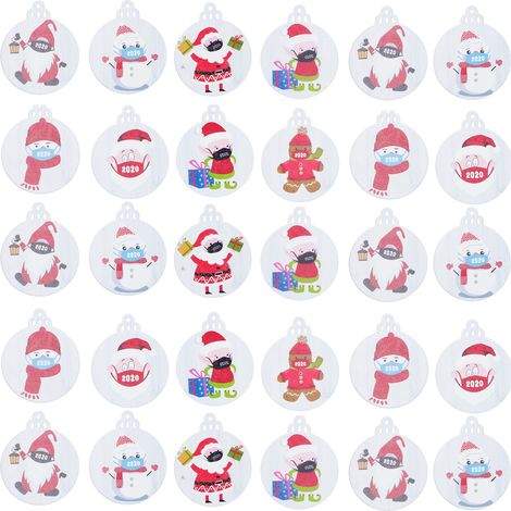 30 Pièces Décorations de Noël en Bois Artisanat DIY Pendentif Forme Dôme Cartoon (1/5)