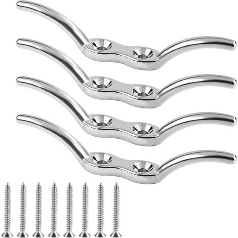 4 Pièces Taquets Bateau, 11,2 cm Taquet de Quai de Bateau Marin avec 8 Vis de Montage Acier Inoxydable 316 Taquet de Corde Robuste pour Décor Marin (1/5)