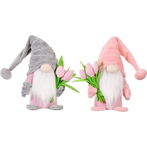 Poupée Naine en Peluche Poupée sans Visage Fête des Mères Tulipe Bouquet Ornements Décor Chambre Décorations Santa Figurines Suédoises Cadeau de Nains Scandinaves Anniversaire Noël Pâques,- Lefou (1/5)