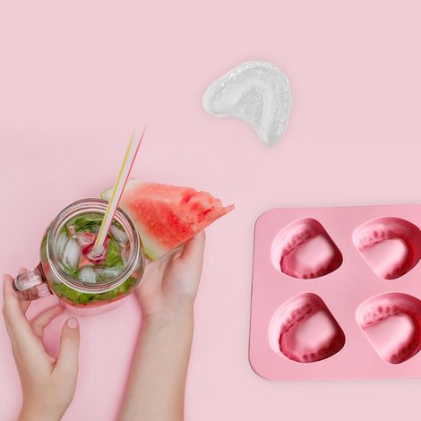 Zahnförmige Silikon-Eiswürfelform, lustige Zahn-Eiswürfelform, Zahnarzt-Scherzgeschenk, 2er-Set, ideal für Partys. (1/5)