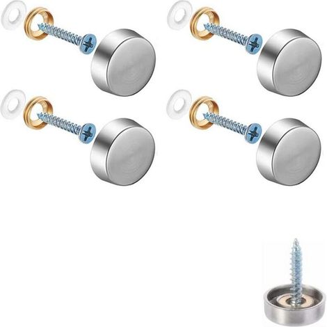 Lot de 4 vis décoratives pour miroir, capuchons décoratifs pour clous, vis décoratives en acier inoxydable poli pour miroirs, armoires ou meubles en verre(0,63"/16 mm)