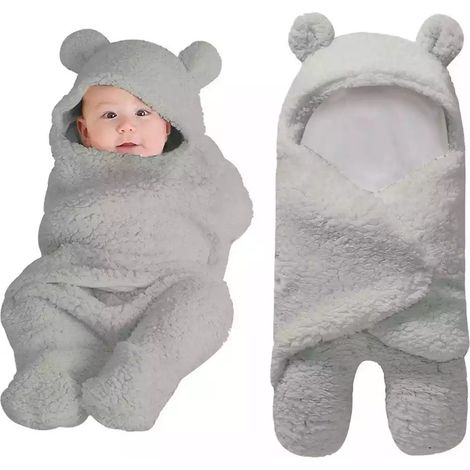 Gigoteuse en polaire chaude pour bébé avec pieds, couverture d'emmaillotage à capuche, accessoire photo pour poussette et berceau, 0-6 mois (1/5)