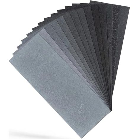 Set 14 Papiers Verre, 400-2000 Grain, Fin, Eau Sec, Voiture, Métal, Bois Meuble, Pierre, Laque, Verre, 9x3 (1/5)