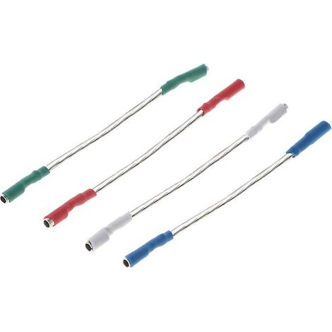 Lot de 4 câbles universels argentés de 40 mm pour broches de 1,2 à 1,3 mm, destinés aux porte-cellules et bras de lecture de platines vinyles. (1/5)
