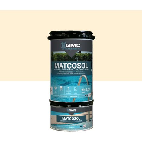 Peinture piscine Matcosol sable 3.5L – Résine époxy bi-composant – Grande résistance au chlore – Imperméabilisant béton et coque polyester – GMC