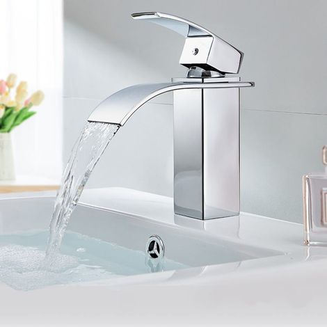 Robinet Salle de Bain Mono-trou Mitigeur Lavabo Cascade Robinetterie Lave-mains (1/5)