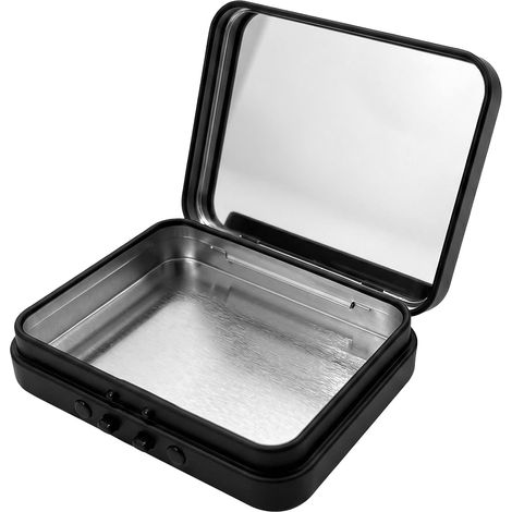 Boîte à Coton-Tige de Voyage avec Miroir, Petit Rangement Coton et Fil Dentaire, Organisateur Portable pour Accessoires Cheveux, Disques Démaquillants et Maquillage, Noir (1/5)