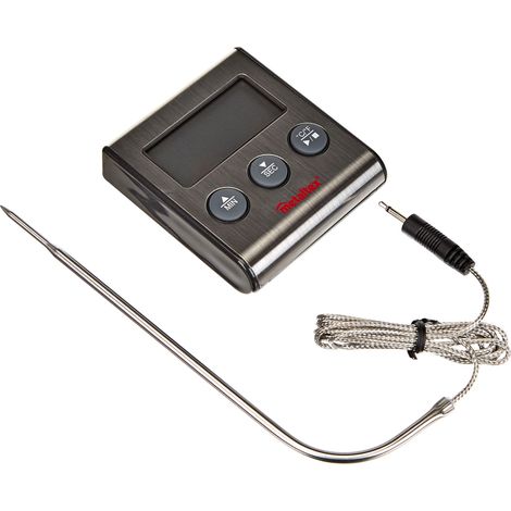 Metaltex Termometro Digitale da Cucina con sonda e Timer, Acciaio Inox, Grigio, 20 x 20 x 6 cm (1/4)