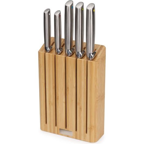 Ensemble de Couteaux de Cuisine, 5 Pièces, Acier Inoxydable Japonais avec Bloc de rangement en Bois, Couteau de Chef, Pain, Santoku (1/5)