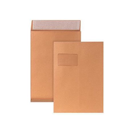 POSTHORN Faltentasche POSTHORN DIN C4 229 x 324 mm (B x H) mit Fenster 120g/m² mit HaftklebungKraftpapier braun 200 St./Pack.