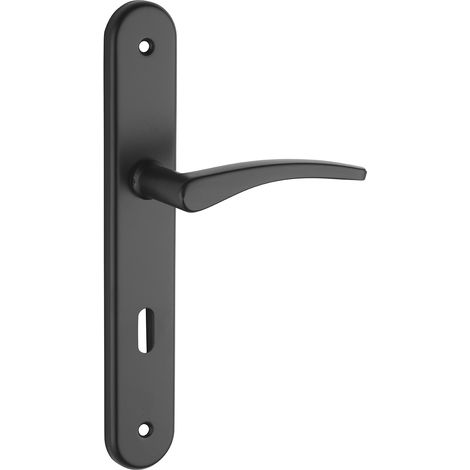 Thirard – Ensemble de poignées pour porte de chambre Vesta – Aluminium embouti noir – Carré 7mm – Entr'axes 195mm – Trou de clé