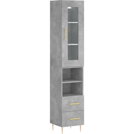 Maison Exclusive - Credenza Grigio Cemento 34,5x34x180 cm in Legno Multistrato