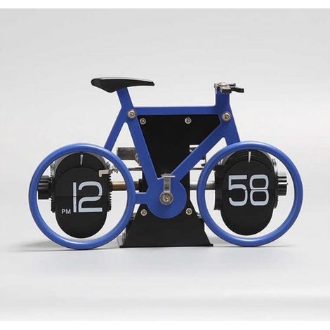Horloge à rabat rétro style vélo - Bleue - 20 x 13 x 8 cm - Mécanique - Automatique - Horloge de table - Horloge de bureau - Horloge murale - Moderne (1/3)