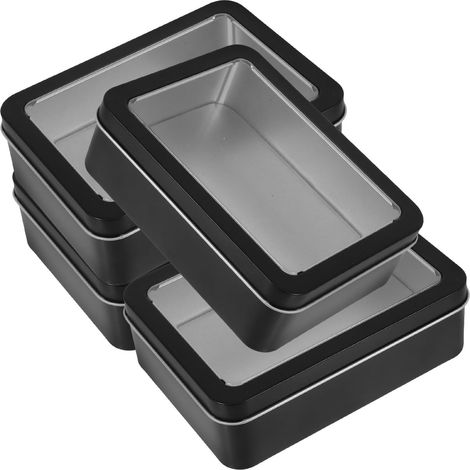 Lot de 4 boîtes rangement en verre blanc avec fenêtre sécurité transparente, métalliques pour (1/5)
