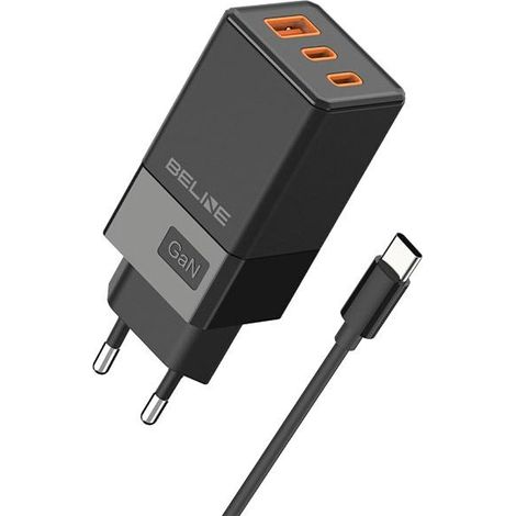 Caricabatterie Beline 2x USB-C + 1x USB 65W + cavo USB-C nero/nero PD 3.0 + QC 3.0 BLN3CB65C GaN (1/2)