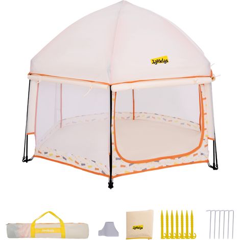 Parque infantil plegable pop-up hexagonal con toldo desmontable 150 x 150 x 105 cm HOMVRA (1/5)