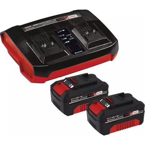 Einhell 4512112 Power X-Change PXC-Starter-Kit 2x 4,0Ah & Twincharger Kit Batteria dell'utensile e caricabatterie 18 V