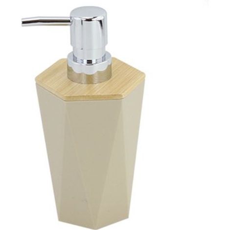 Trade Shop - copy of DISPENSER SAPONE LIQUIDO A CILINDRO ESAGONALE GEOMETRICO GRIGIO LEGNO DA BAGNO 10846 - (1/3)