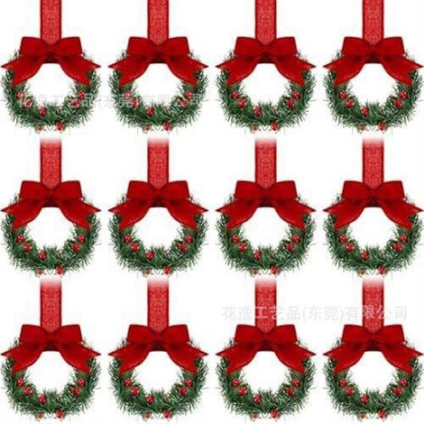 Rouleau de 12 rubans Huayi pour couronne de Noël, mini couronne de Noël de 10 cm avec nœud de baies (1/5)