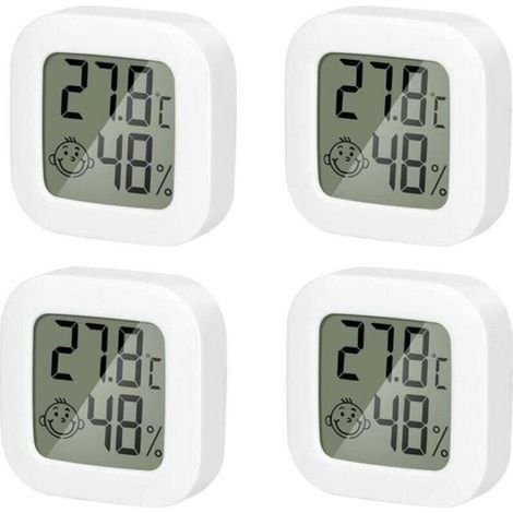 4 Pack Thermometre Interieur Mini Thermomètre Hygrometre Haute Précision Température Hygromètre Moniteur avec Air icône Confortable pour Cuisine Chambre de Bébé Serre Entrepôt Bureau (1/5)