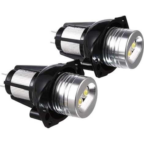 2Pcs E90 Halo Ring LED Light 6W Marker Bulb Xenon White, Phare Automobile Lampe de Direction Signal de Frein Feu arrière de recul (Noir) (1/5)