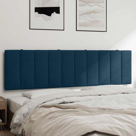 Coussin tête de lit 180 cm bleu en velours avec rembourrage en mousse - PANGIVO (1/5)